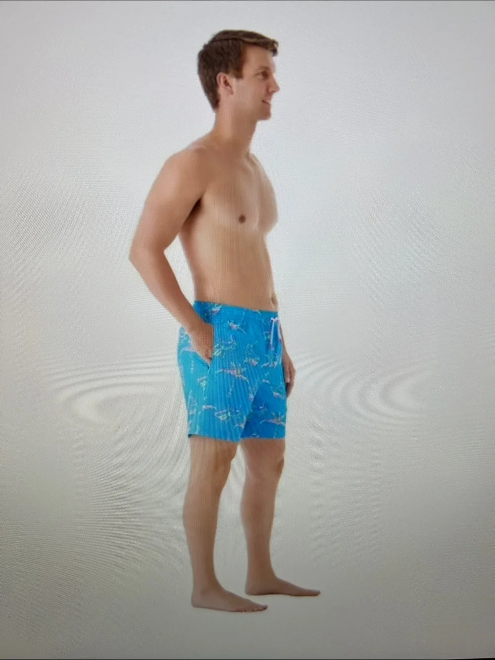 Men's Turquoise Shark & Palm Print Swim Shorts Mens M NWT